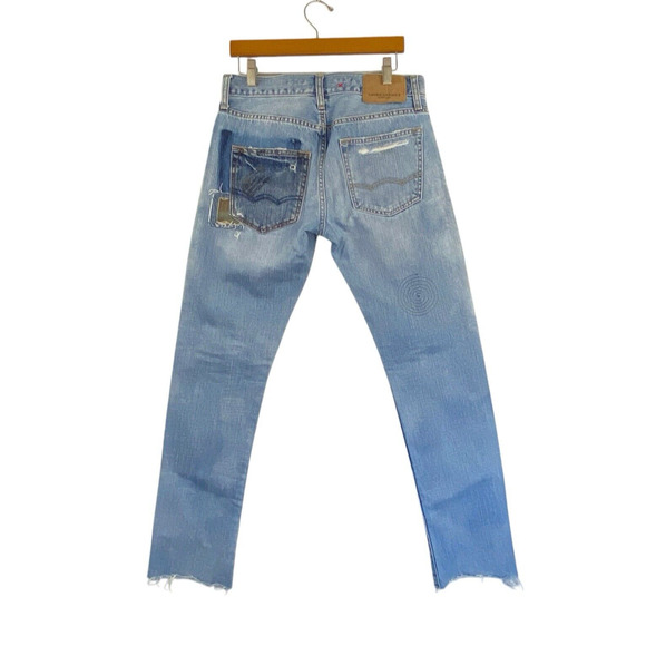 American Eagle Jeans Womens 28x30 Slim MidRise Denim Grunge Distress Patches - Picture 2 of 16